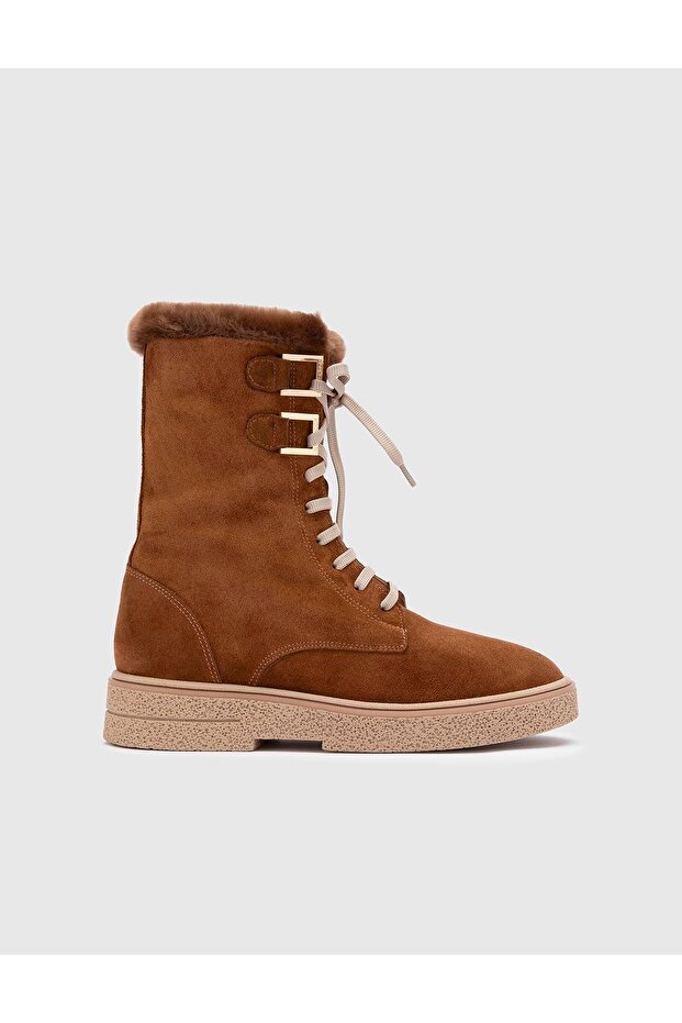 Bafut Hakiki Süet Deri Kadın Taba Bot - 3