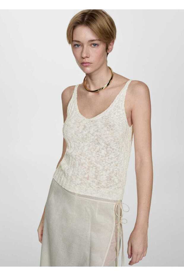 Askılı triko bluz - 1