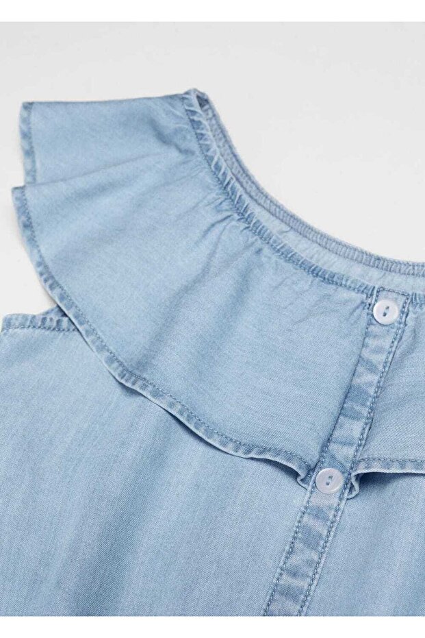 Düğmeli denim bluz - 4