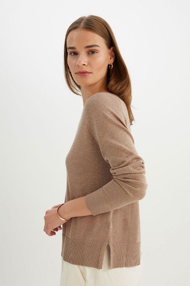 Regular Fit Bisiklet Yaka Simli Basic Düz Triko Kazak C6818ax24wn - 5