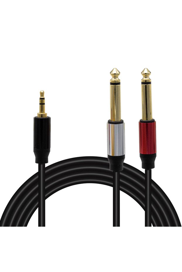 High Quality 3.5 mm Stereo Male + 2 X 6.3 mm Mono Male 1.5 Metre Cable