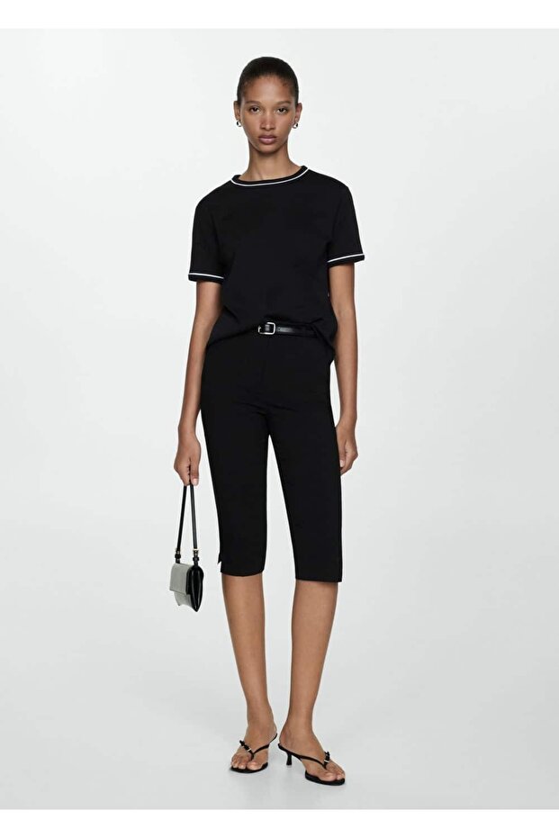 Zıt Bantlı %100 Pamuklu Tişört - 2