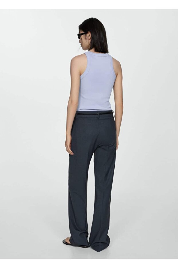 Lastik örgü pamuklu bluz - 4