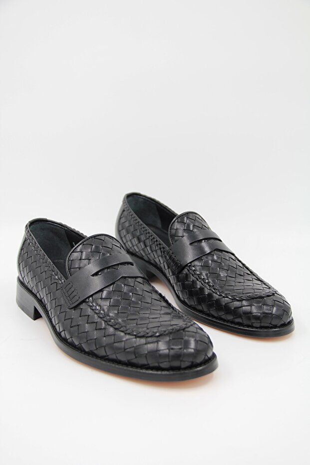 00600-196 Kösele Erkek Klasik Ayakkabı - SİYAH - 4