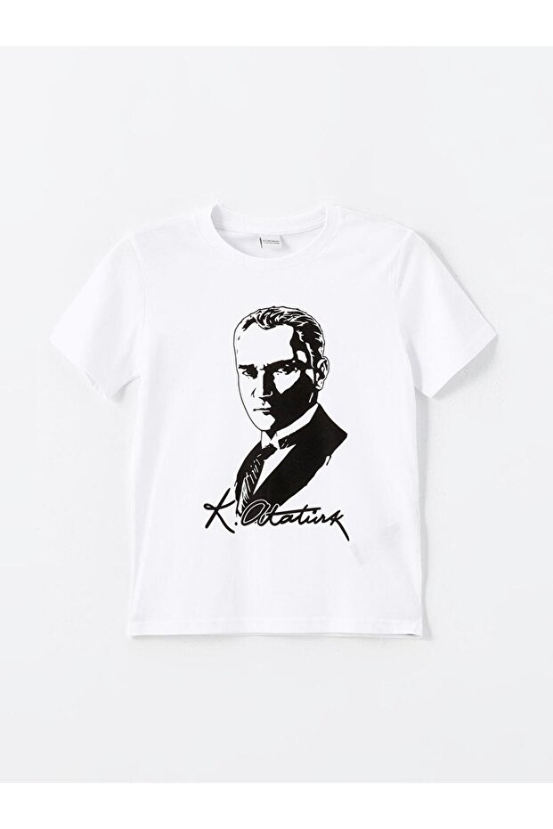 Crew Neck Ataturk Printed Short Sleeve Boys' T-Shirt