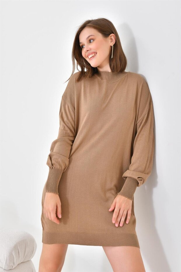 Kadın Basic Tunik Kahve 20167 - 5