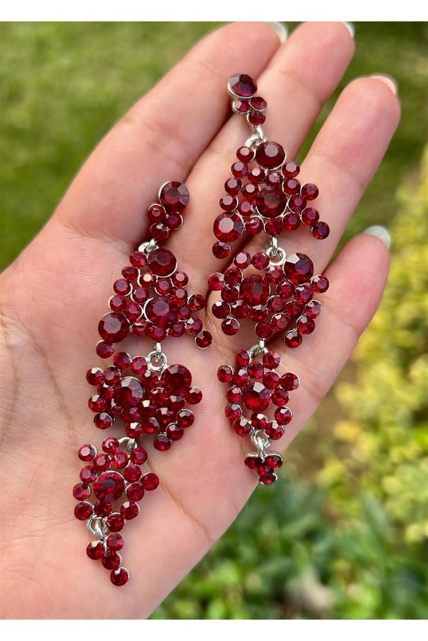 Red Crystal Evening Dress Earrings
