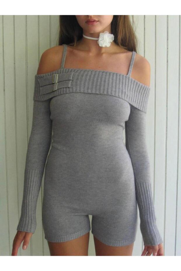 Mini Gri Örgü Tulum - 2