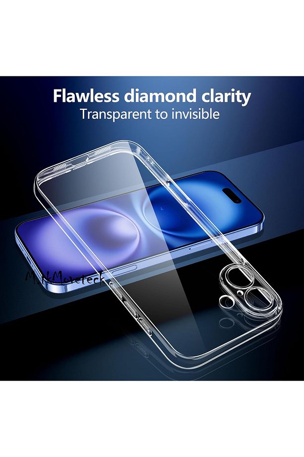 İphone 16 Plus Kılıf Kamera Korumalı Yumuşak Şeffaf Silikon + 9H Temperli Ekran Koruyucu Cam Set - 3