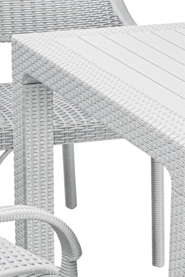 90x90 Rattan Camlı Masa Balkon Bahçe Teras Masası Kare Rattan Masa - 3