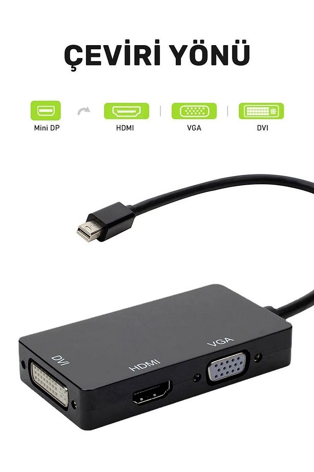 2106 Mini Displayport To Hdmi Dvi Vga Kablo Çevirici Dönüştürücü Thunderbolt - 4