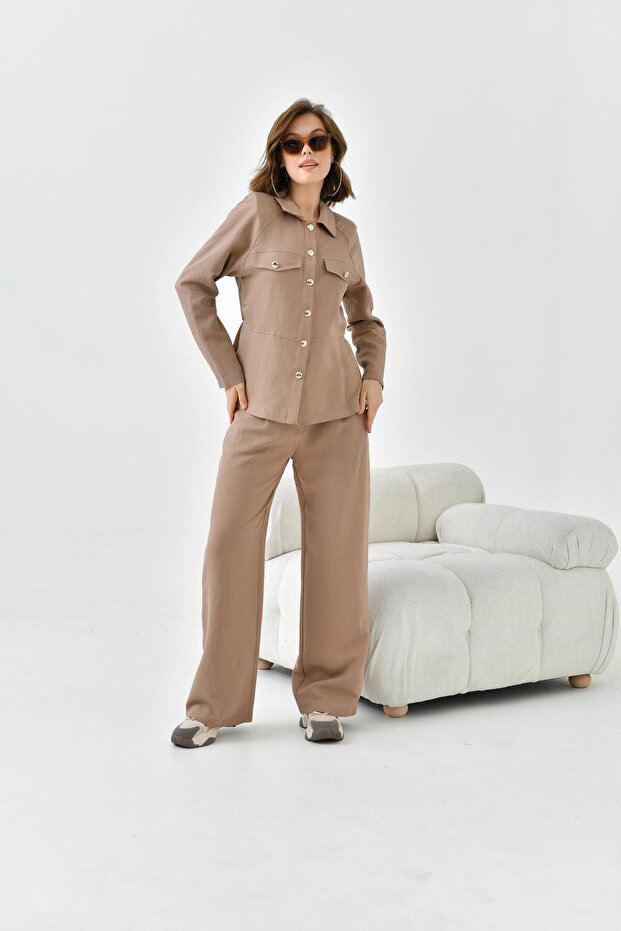 Women's Trousers Set Camel 30727