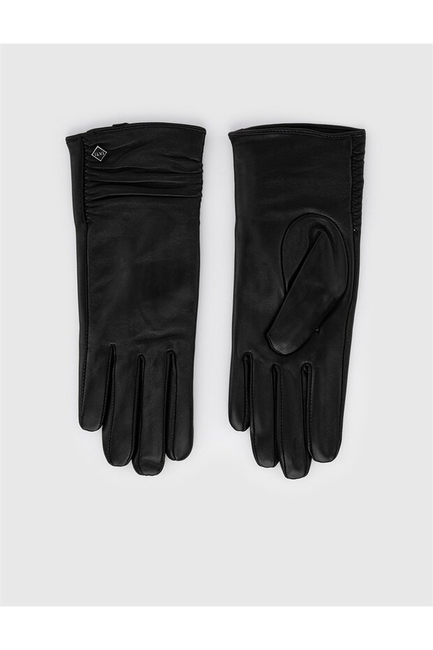 Grethe Kadın Hakiki Deri Eldiven Siyah - 3