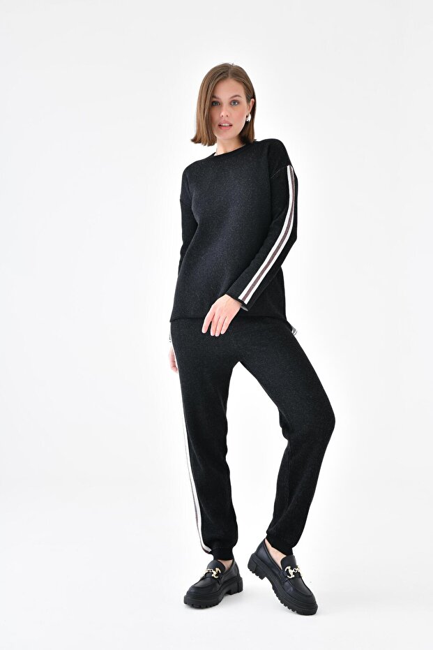 Ftz Women's Glitter Detailed Double Suit Black 20635
