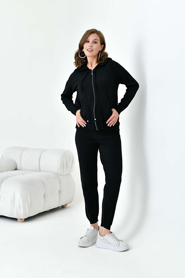 Women's Zippered Double Suit Black 20663