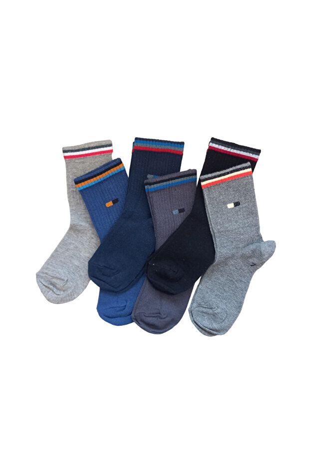 جوارب قطنية للأولاد - 6 أزواج منقوشة - 3