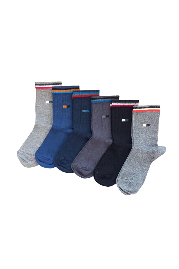 جوارب قطنية للأولاد - 6 أزواج منقوشة - 4