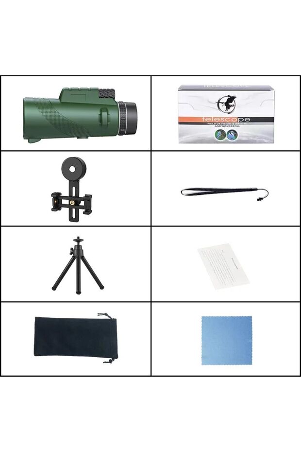 80x100 Hd Zoom Tek Göz Monoküler Teleskop Taşınabilir Dürbün Uzun Menzilli Avcılık Spor Kamp - 9