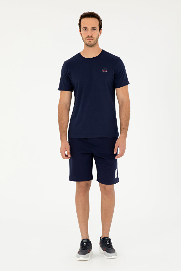 Men's Navy Blue Knitted Shorts 50289285 -Vr033