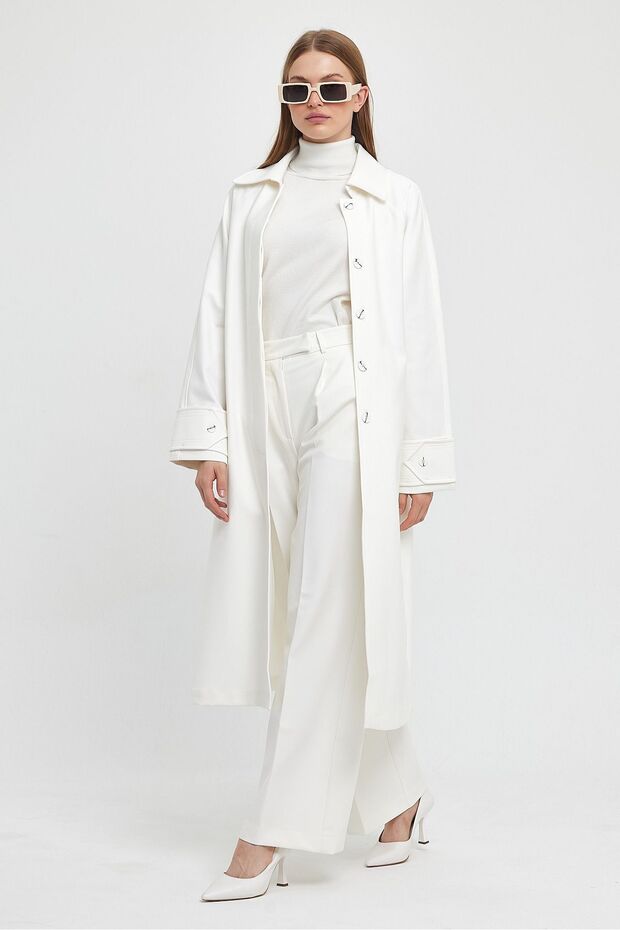 Üçgen Manşetli Pardesü - 4