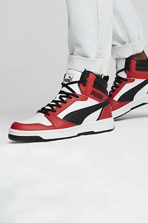Rebound v6 Beyaz Erkek High Sneaker SİYAH KIRMIZI - 1
