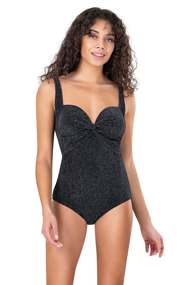 Kadın Siyah Simli Mayo - 1