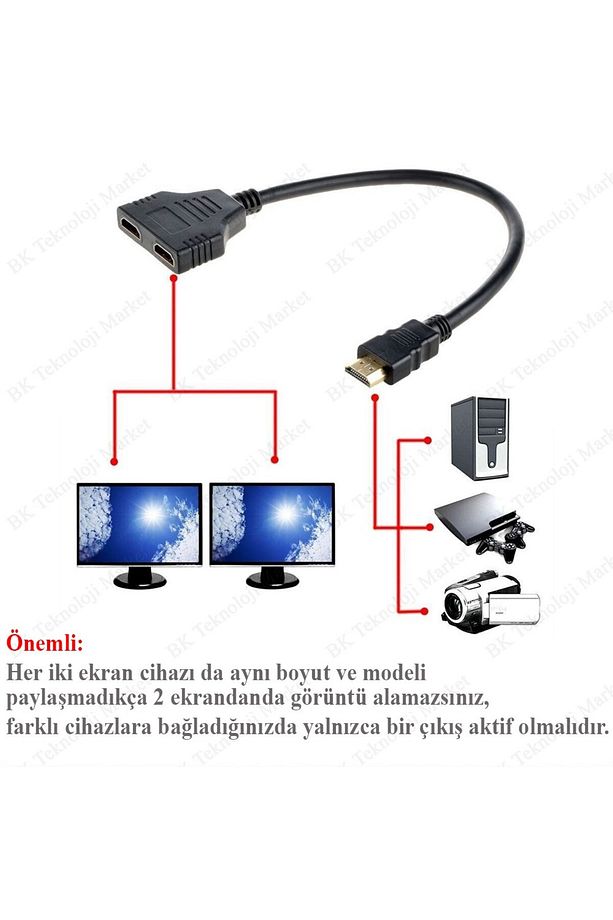 2 Port Hdmi Splitter Switch Çoklayıcı 4k 3d Y Splitter Kablo Çoklu Ekran Full Hd 1080p Cabble - 3