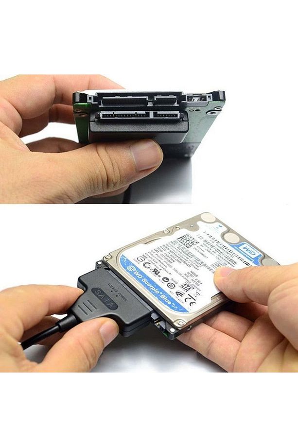 Yeni Çift Usb 2.0 Sata 22 Pin 2.5 Inç Sabit Disk Hdd Adaptörü Dönüştürücü Seri Ssd Kablosu - 9