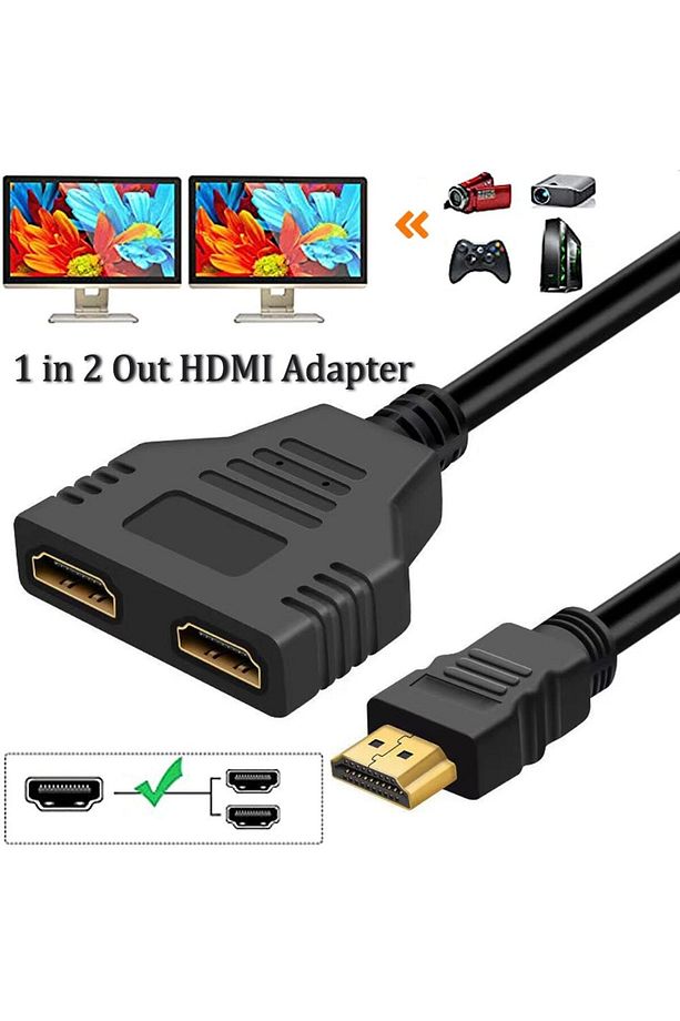 2 Port Hdmi Splitter Switch Çoklayıcı 4k 3d Y Splitter Kablo Çoklu Ekran Full Hd 1080p Cabble - 1