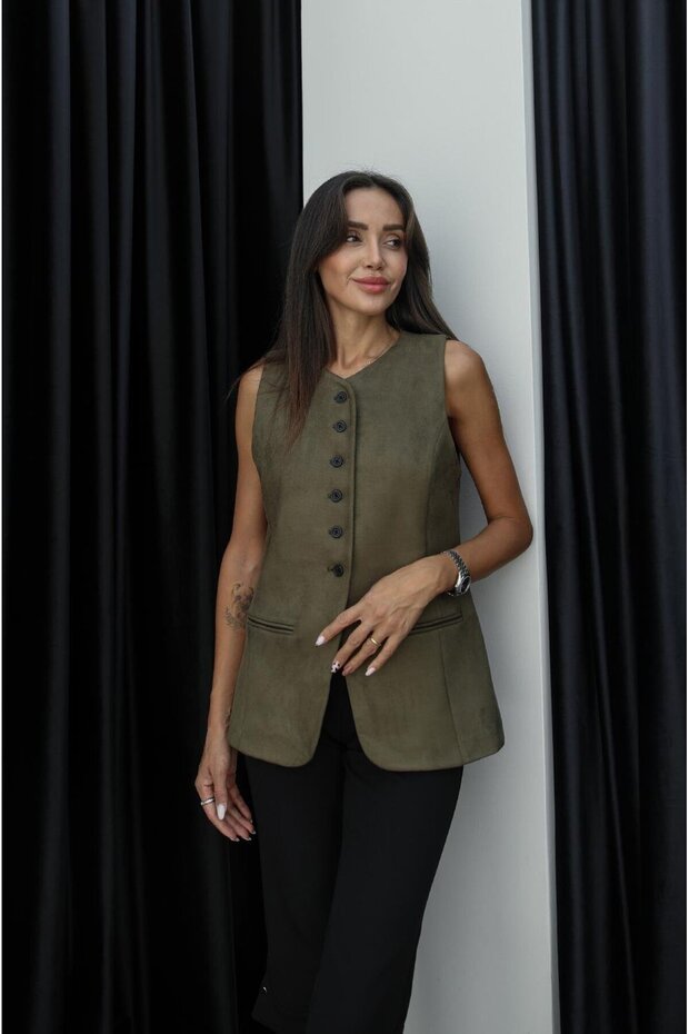 Khaki Meryl Suede Vest