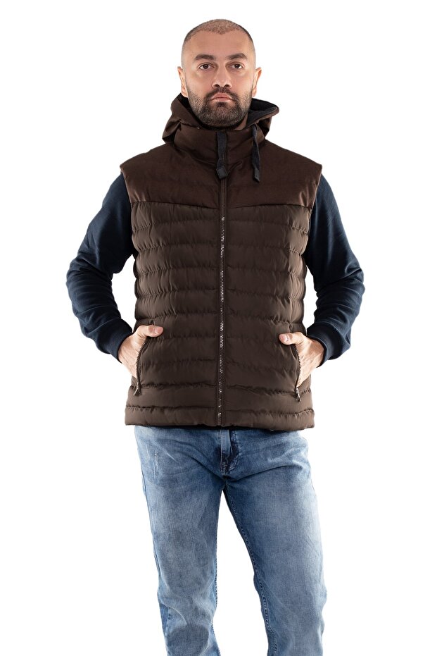 917-226 Regularfit Memory Kombinli Kapşonu Çıkma Erkek Şişme Yelek - 2