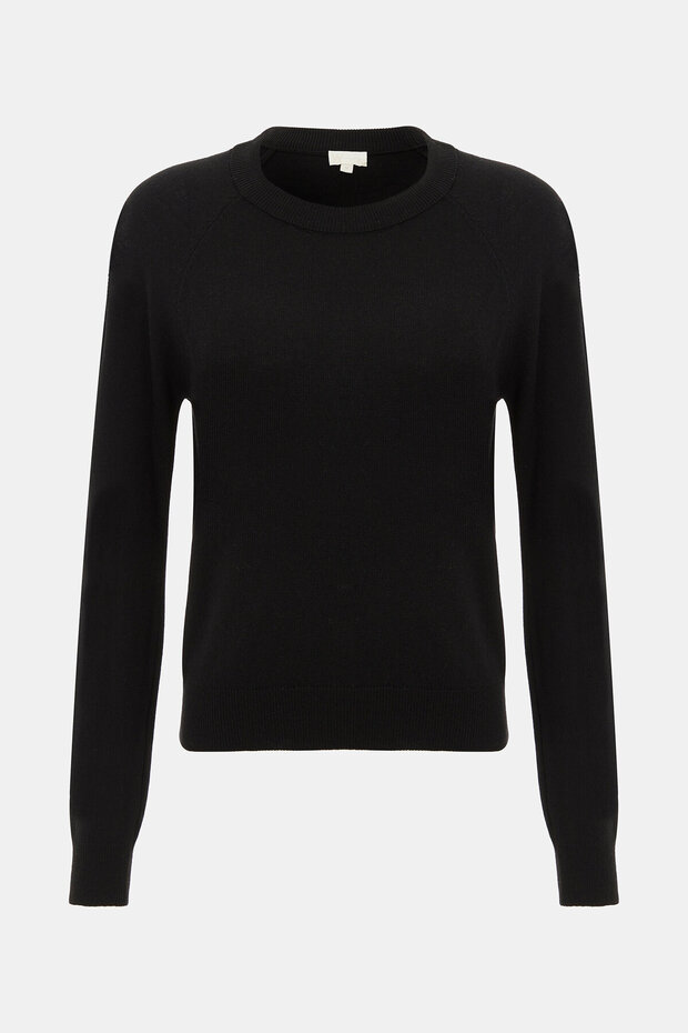 Siyah Viskoz/polyamid Triko Kazak - 1