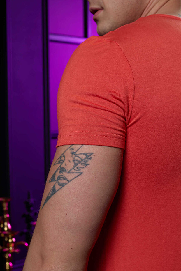 Ανδρικό μπλουζάκι Basic V-Neck Orange - 6