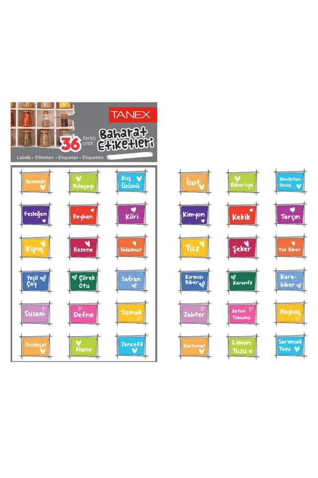 Spice Label Pp Opaque 32 X 22 Mm 36 Different Spice Label