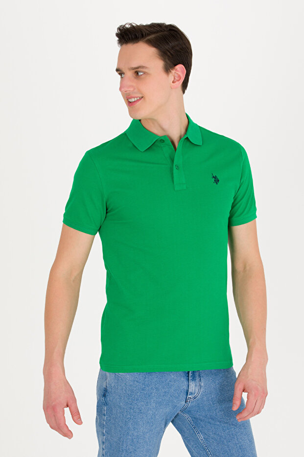 Men's Apple Green Basic Polo Neck T-Shirt 50262933-Vr020