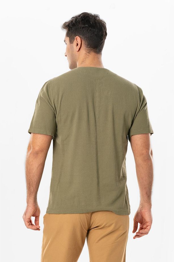 Halikarnas Kısa Kol Violet Düğme Detaylı Erkek Yazlık Tshirt Haki Hk - 2