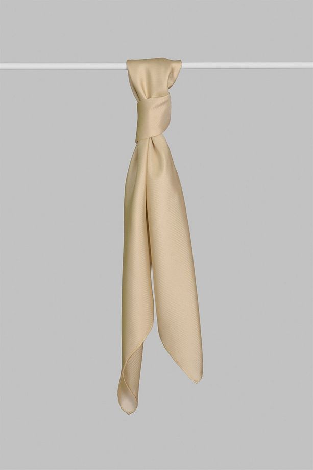 Düz İpek Eşarp Twill-Bej - 1