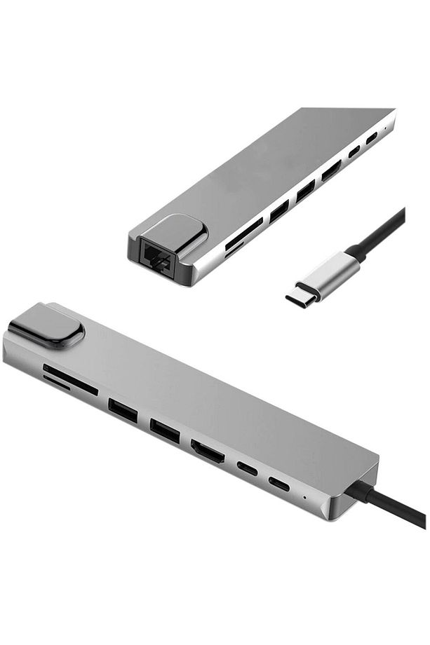 Fc-10 8'li Usb Type-c Docking Station (GİRİŞ:USB TİP-C=>ÇIKIŞ:HDMI LAN(RJ45) 2*usb3.0 Type- - 1