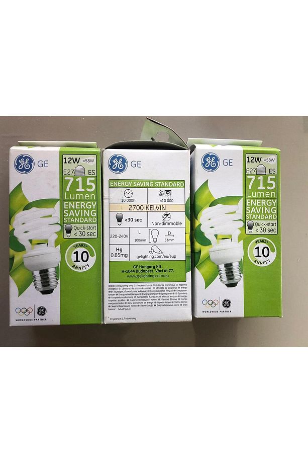 3 ADET GENERAL ELC. E 27 TASARRUFLU LAMBA  12W=58W =715 LÜMEN  2700KELVİN SARI - 2