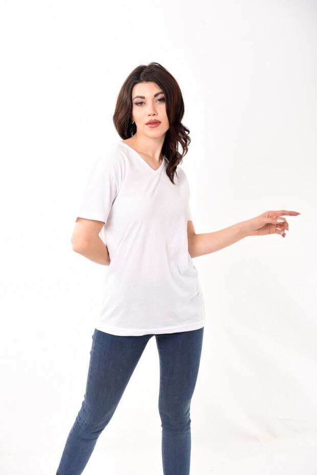 V-Neck Basic Women's T-Shirt White