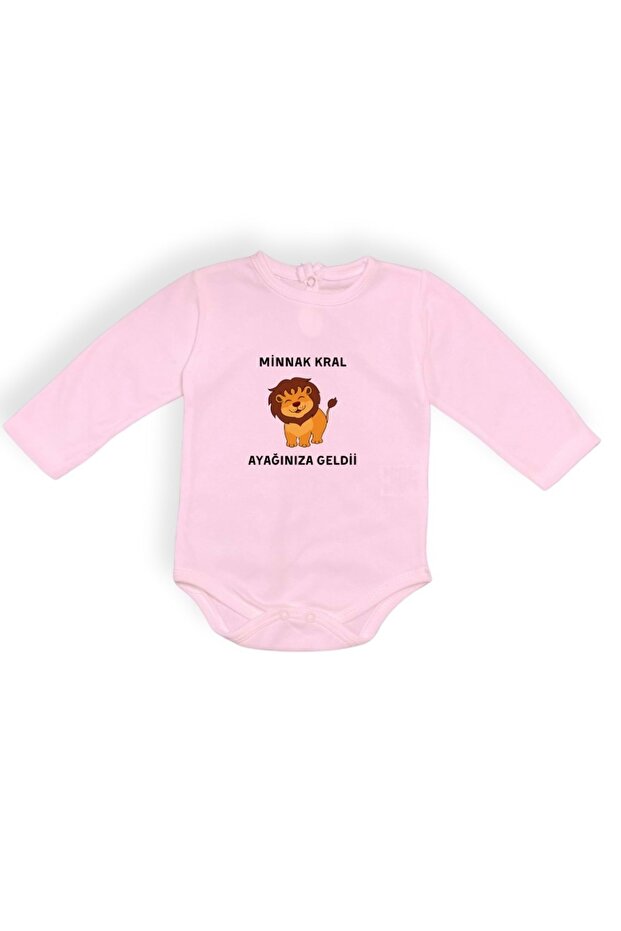 Pink Minnak King Printed Baby Bodysuit - Bodysuit with Snaps