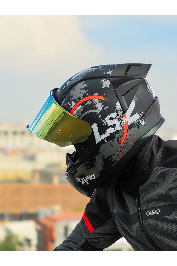 RAPID 2 CIRCLE MAT SİYAH-KIRMIZI KASK + SPOILER - 4