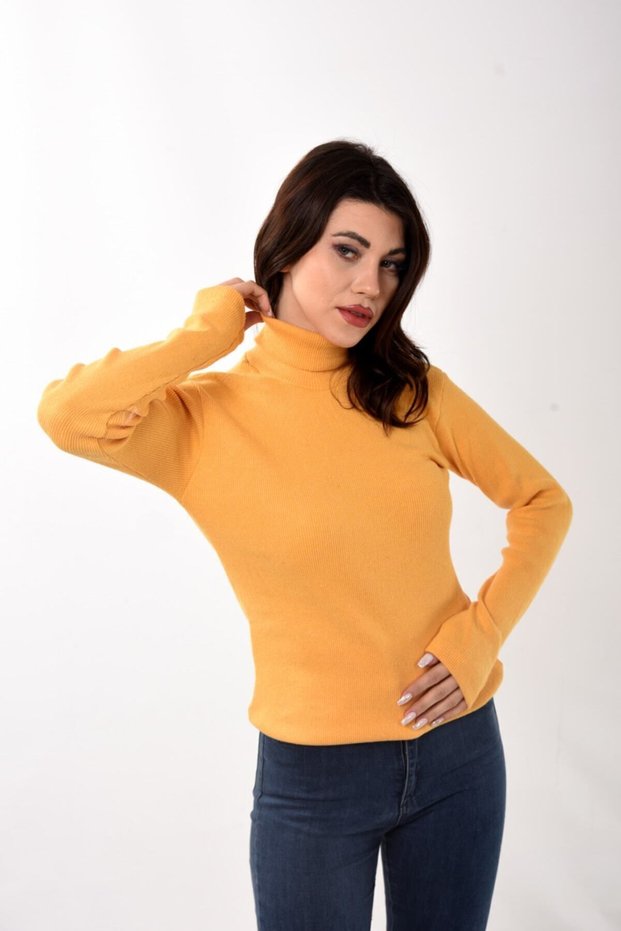 Women's Turtleneck Turtleneck Slim Fit Sweater Yellow