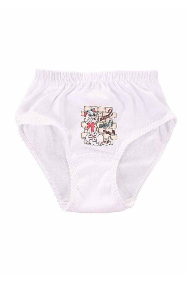 Girl's White Printed Bato Panties 822