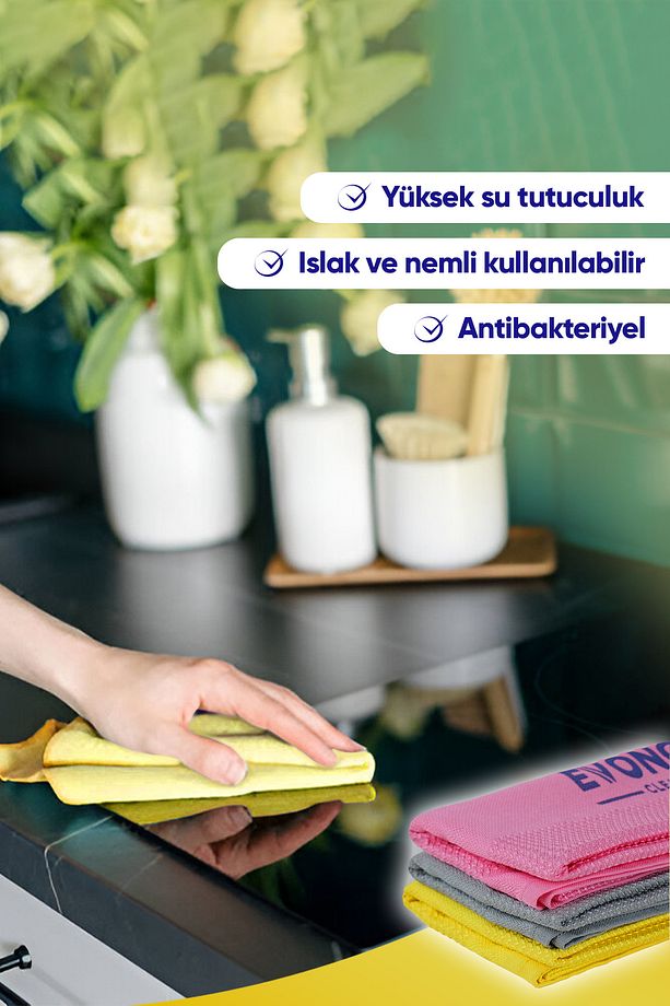 Clean Mikrofiber Çok Amaçlı Temizlik Bezi 3'lü Set | Dev Boy 42x68 cm - 4