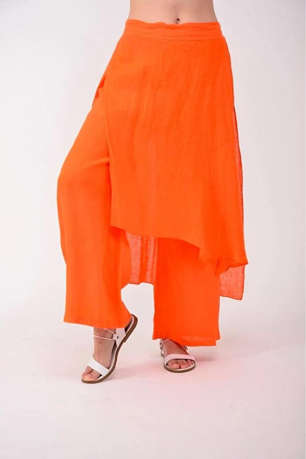 ITALIAN RAW LINEN TROUSERS SKIRT