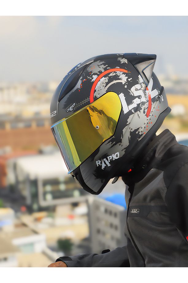 RAPID 2 CIRCLE MAT SİYAH-KIRMIZI KASK + SPOILER - 8