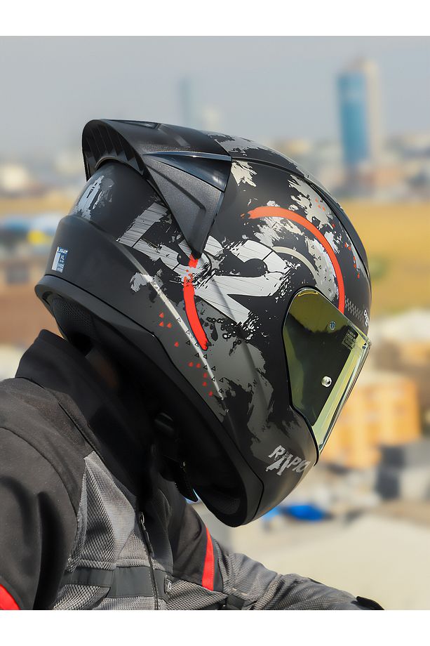 RAPID 2 CIRCLE MAT SİYAH-KIRMIZI KASK + SPOILER - 6