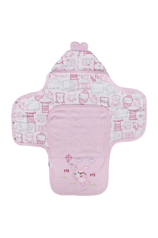 Unisex Pink Colored Animal Patterned Swaddle Blanket