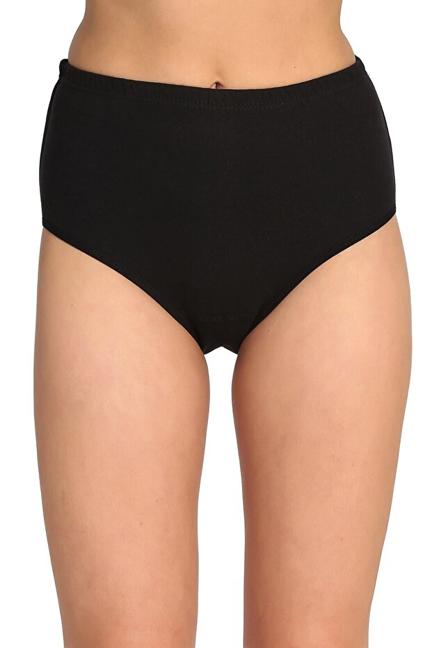 Woman's Black Ribbed Lycra Bato Panties 9-Pack